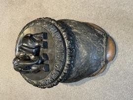 Pair of 19th century ebony mounted elephant foot caskets (x2)