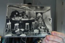 Postcard of cocktail bar at Davy Byrnes