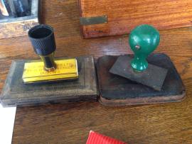 Two rubber stamps and ink pads