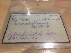 Signed note by Charles Stewart Parnell while Imprisoned in Kilmainham