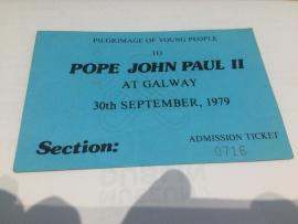Ticket to Pope John Paul II Young People Pilgrimage, Galway