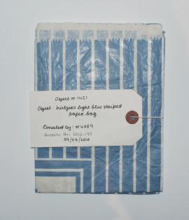 Switzers light blue striped paper bag