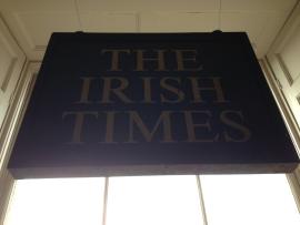 Metal name-plate hanging sign ‘The Irish Times’