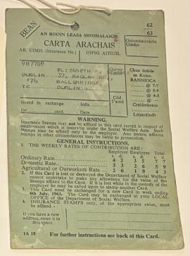 Insurance Stamp Card 1962-63