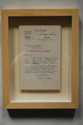 1952 Letter from Hayes and Sons Solicitors