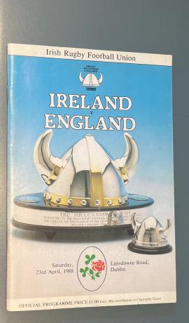 Ireland vs England Rugby Match 1988 Programme