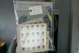 1988 Dublin Millennium branded items- stickers,  event guides, tea clothes