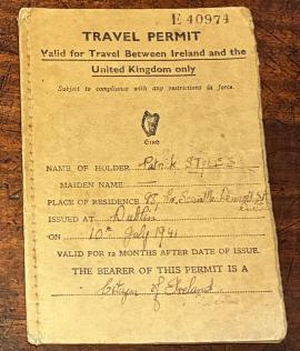 Travel Permit between Ireland and UK and national identity card 1941