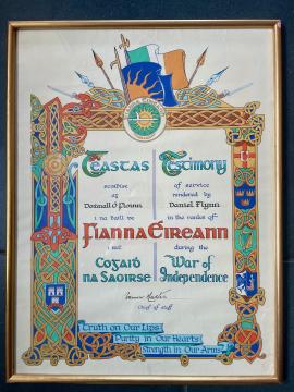 Fianna Eireann War of Independence Service Certificate