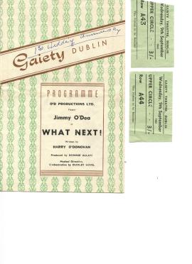 Gaiety Theater Programme: Jimmy O'Dea and two ticket stubs
