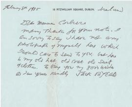 Jack B Yeats letter 8th Feb 1955
