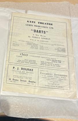 Programme 'Darts', Gate Theatre
